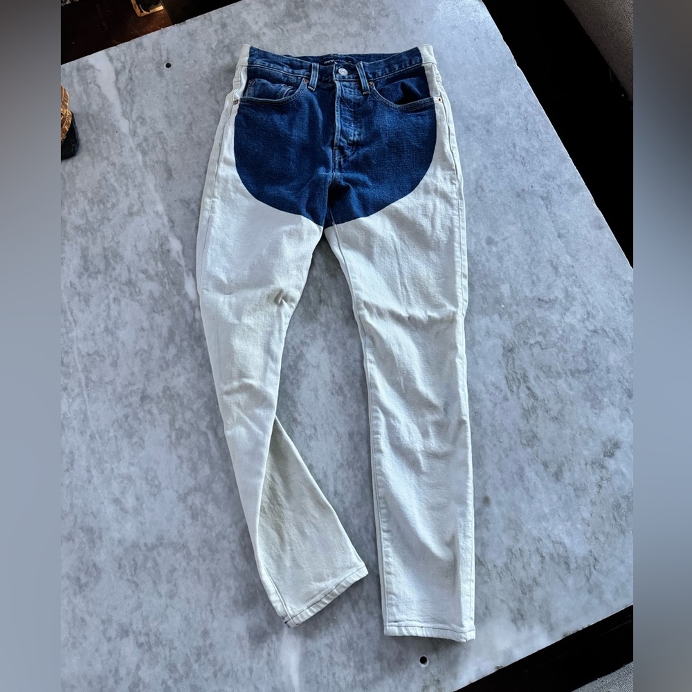 Levi's Two-Tone Chaps Skinny Jeans in Blue and White